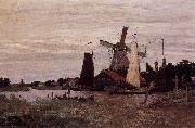 Claude Monet A Windmill at Zaandam France oil painting artist